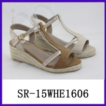 2015 Hot selling t strap lady new design sandals wedges sandals latest design wedge sandals